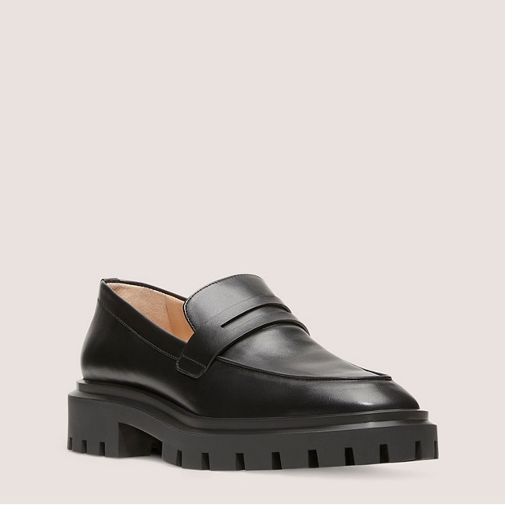 Stuart Weitzman Ultralug Penny Loafer Leather Black Shoe Women's Size 9.5